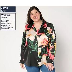Susan Graver Black Floral Top